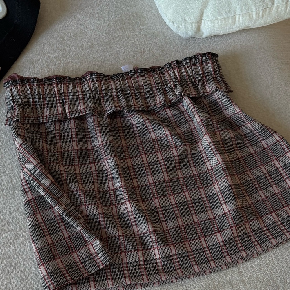 H&M Brown and White Mini Bubble Skirt